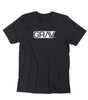 GRAV Heather Black Logo T-shirt front view on a seamless white background