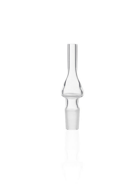 GRAV Helix Bubbler Attachment in Clear Borosilicate Glass, Front View, Compact Design