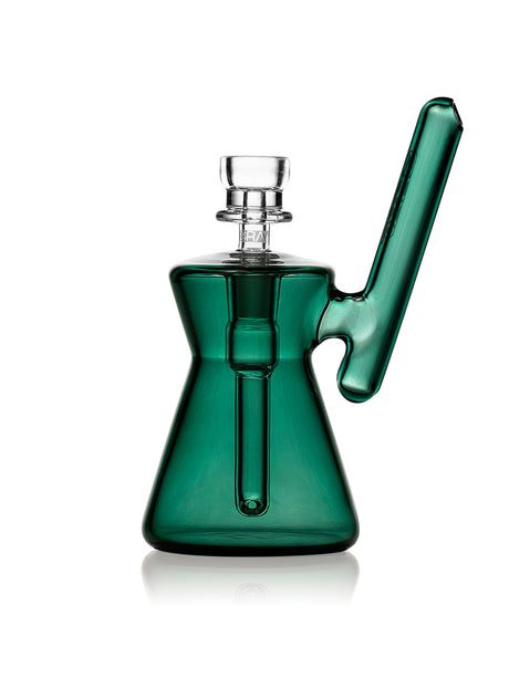 GRAV Hourglass Pocket Bubbler in Lake Green with 10mm Joint - Front View on White Background