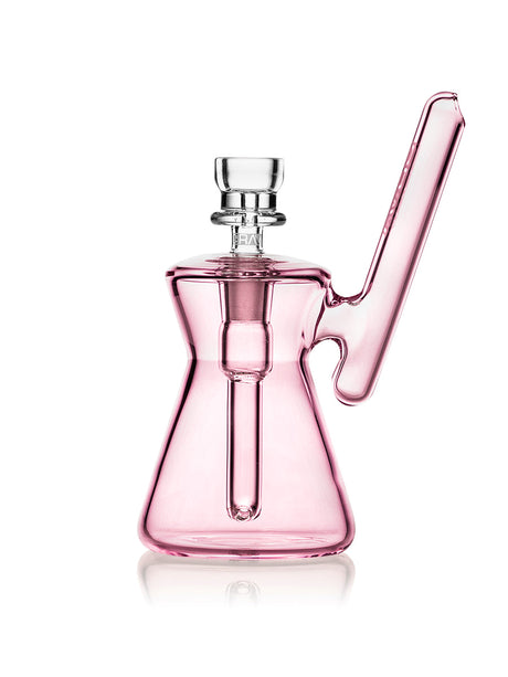 GRAV Hourglass Pocket Bubbler in Pink - Compact Borosilicate Glass Design for Concentrates, Front View