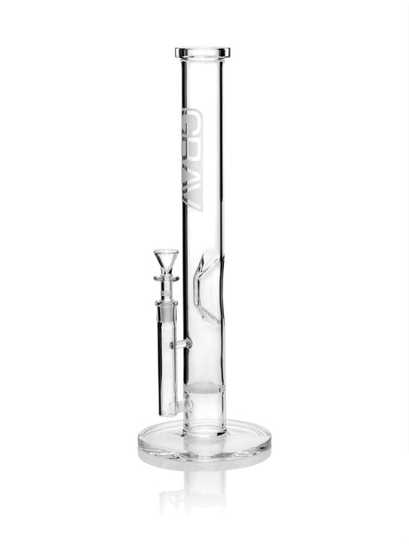 GRAV Large Clear Straight Base Water Pipe with Honeycomb Percolator and Disc, Front View
