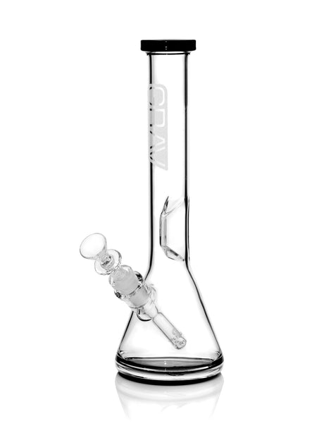 GRAV Medium Beaker Base Water Pipe with Black Accents and Slit-Diffuser Percolator, Front View
