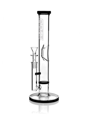 GRAV Medium Straight Base Water Pipe with Disc Percolator and Black Accents - Front View