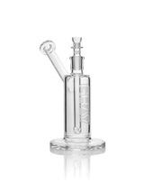GRAV Medium Upright Bubbler in clear borosilicate glass with slit-diffuser percolator, front view on white background