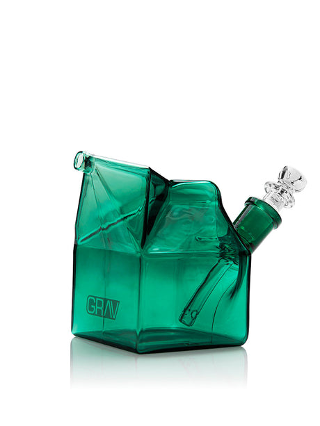 GRAV Milk Carton Bong in Lake Green with Glass on Glass Joint and Slitted Percolator