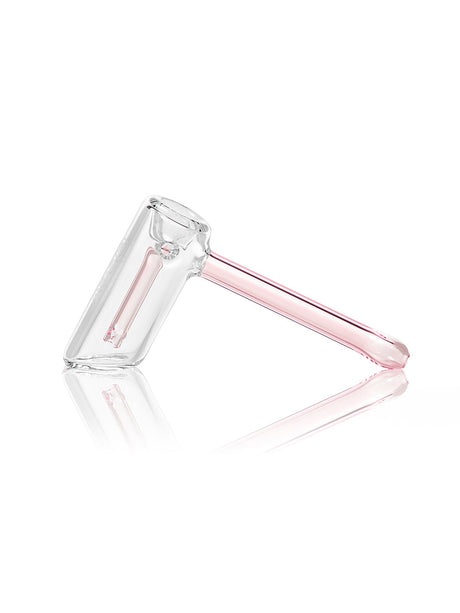 GRAV Mini Hammer Bubbler in Pink, Borosilicate Glass, Side View on Seamless White Background