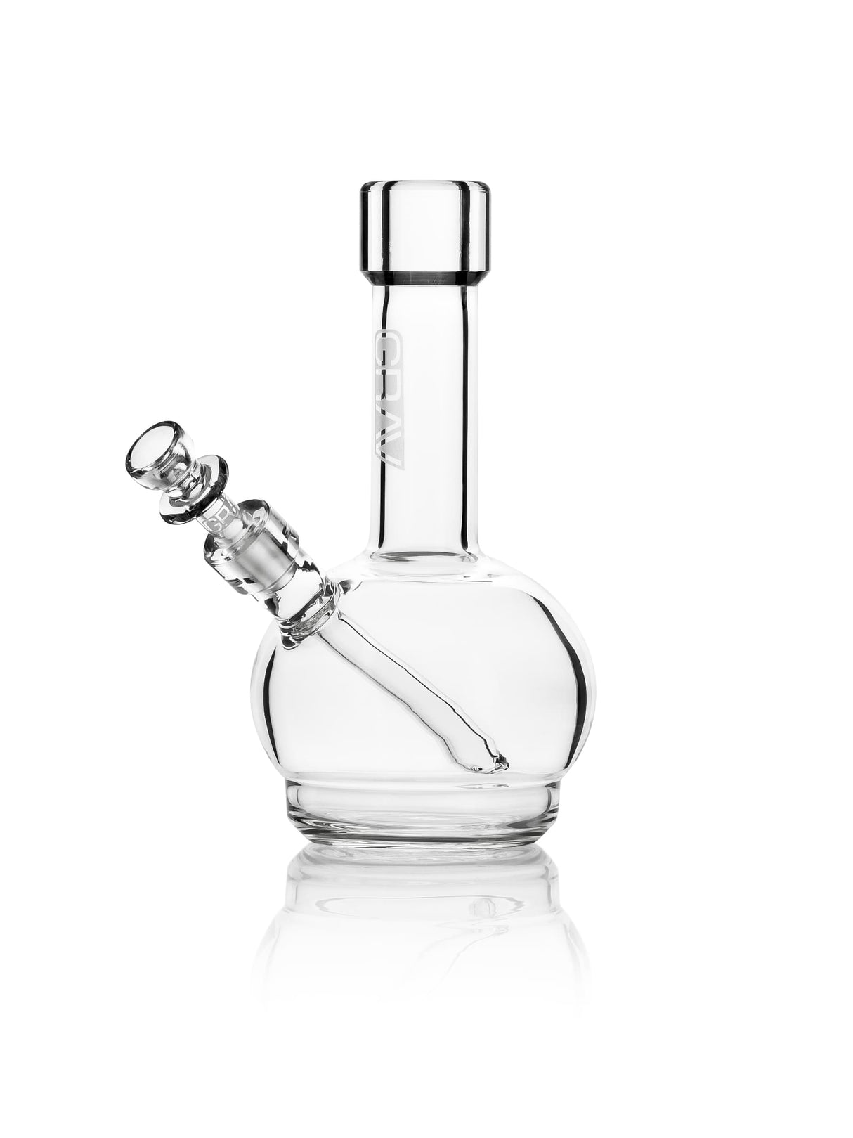 GRAV Mini Round Base Water Pipe, 6" Clear Borosilicate Glass with Slit-Diffuser Percolator, Front View