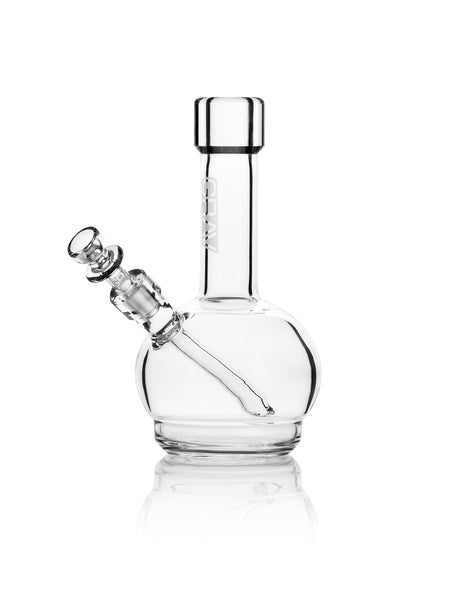GRAV Mini Round Base Water Pipe, 6" Clear Borosilicate Glass with Slit-Diffuser Percolator, Front View