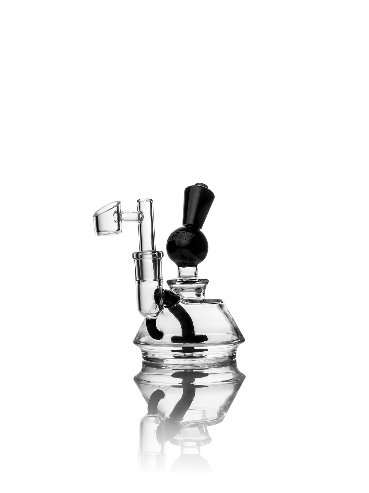 GRAV Orbis Borocca Water Pipe - Compact Beaker Design for Concentrates, Black Accents, 5.5" Tall