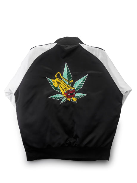 GRAV Satin Bomber Jacket - Back View with Embroidered Logo