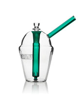 GRAV Slush Cup Bong in Clear with Green Accents, Borosilicate Glass, Front View