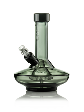 GRAV Small Wide Base Water Pipe in Smoke with Black Accents and Slit-Diffuser Percolator