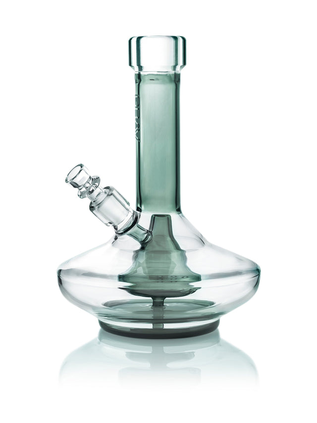 GRAV Small Wide Base Water Pipe in Smoke with Clear Accents, Front View on White Background