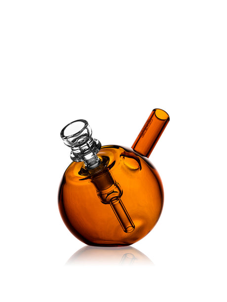GRAV Spherical Pocket Bubbler in Amber, Portable 3" Borosilicate Glass, 45 Degree Joint, Side View