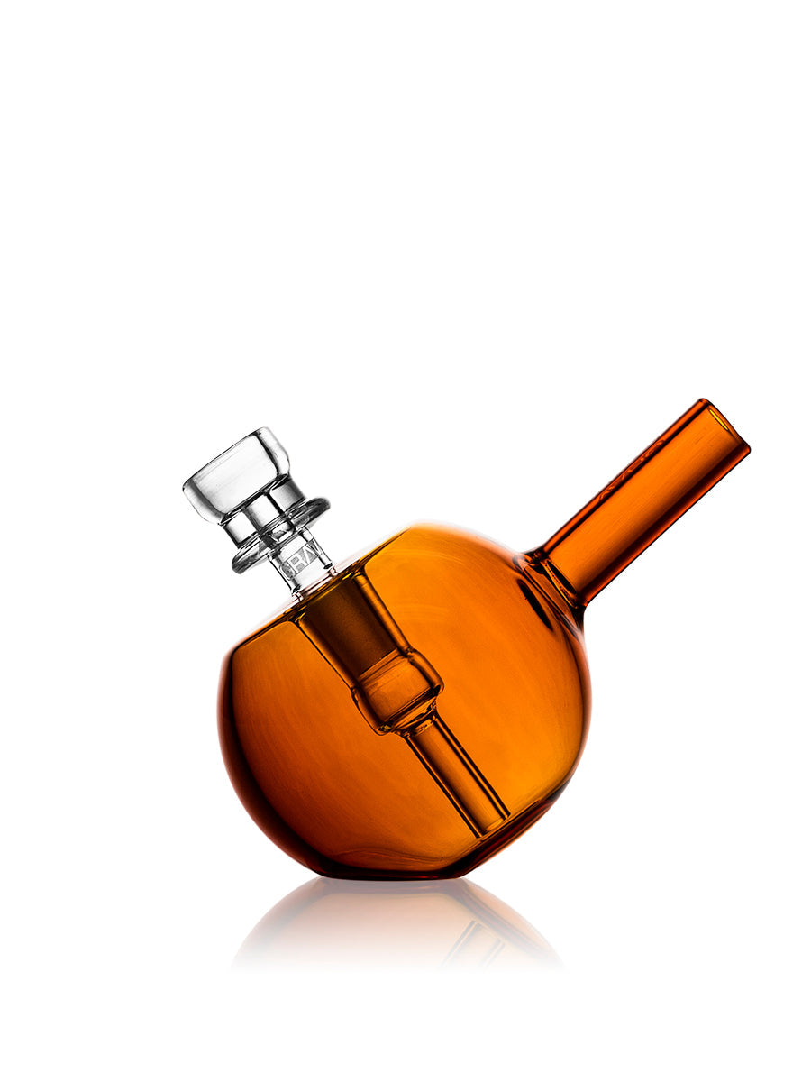 GRAV Spherical Pocket Bubbler in Clear Amber, Compact Design with 10mm Female Joint - Side View