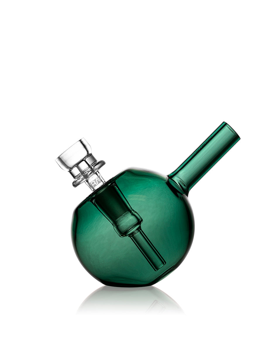GRAV Spherical Pocket Bubbler in Clear Green, Compact Design with Glass Bowl - Front View