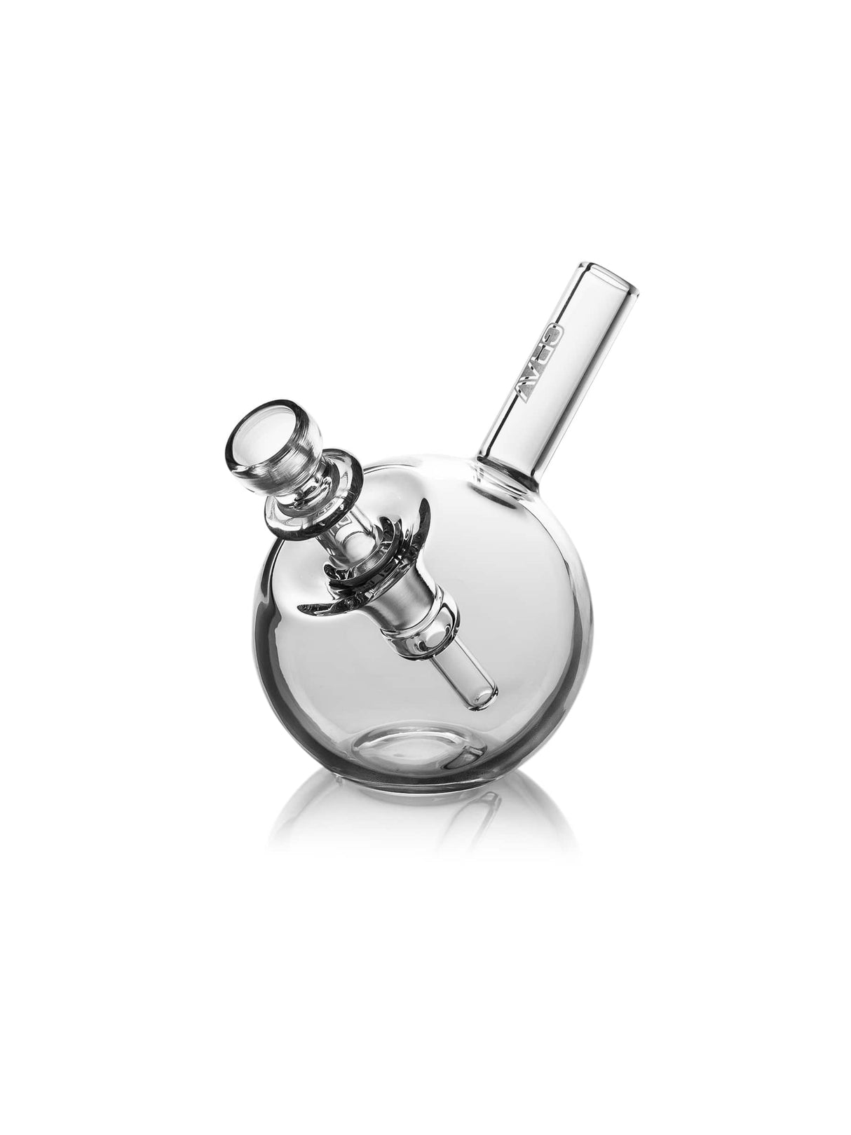 GRAV Spherical Pocket Bubbler in Clear - Compact and Portable Design with 45 Degree Joint