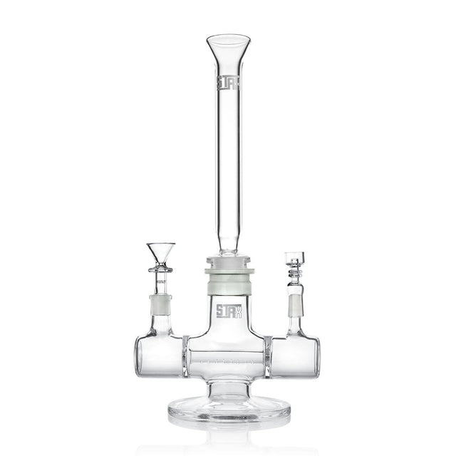 GRAV STAX Hybrid Bundle front view featuring clear glass bong with percolator and quartz banger