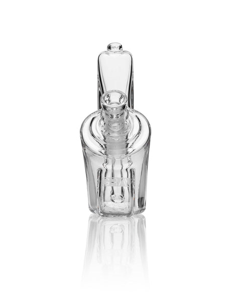 Front view of GRAV Wedge Bubbler in clear borosilicate glass with slit-diffuser for dry herbs