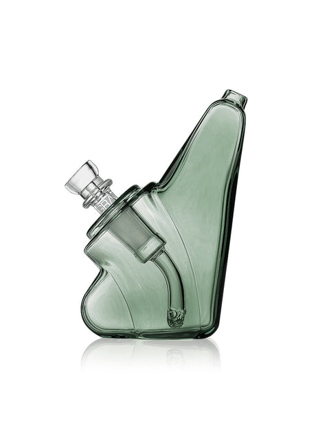 GRAV Wedge Bubbler in Smoke color, compact and portable design with a slit-diffuser, side view on white background