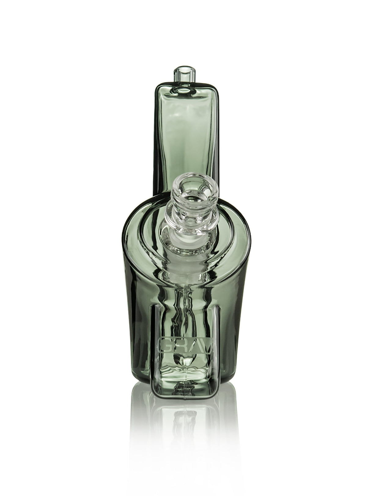 GRAV Wedge Bubbler in Smoke - Front View on Seamless White Background