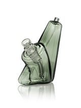 GRAV Wedge Bubbler in Smoke - Angled Side View on Reflective Surface
