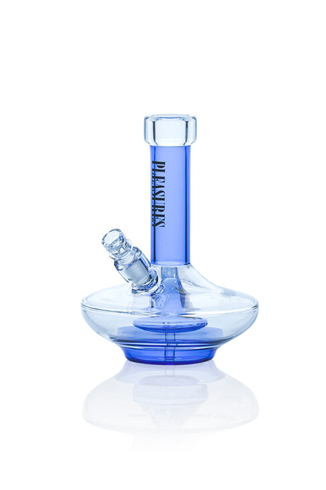 GRAV Small Wide Base Bong in Blue with Clear Accents, Front View on White Background