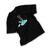 GRAV Working from Home T-Shirt in black with stylish bong graphic, laid flat view