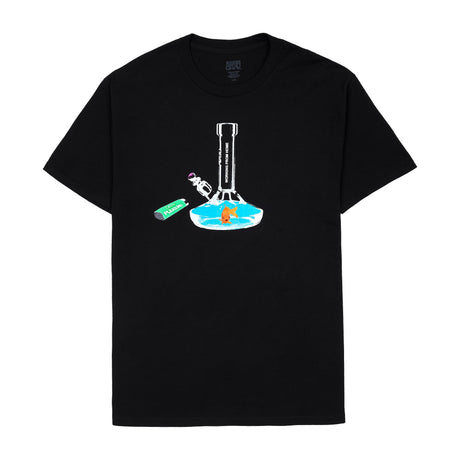 GRAV Working from Home Black T-Shirt with Bong Graphic Design - Front View
