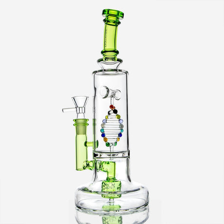 PILOTDIARY DNA Bong with Helix DNA Strand Design and Green Accents - Front View