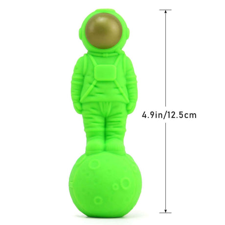 PILOT DIARY Astronaut-Themed Silicone Honey Straw - Neon Green, Portable Design - Front View