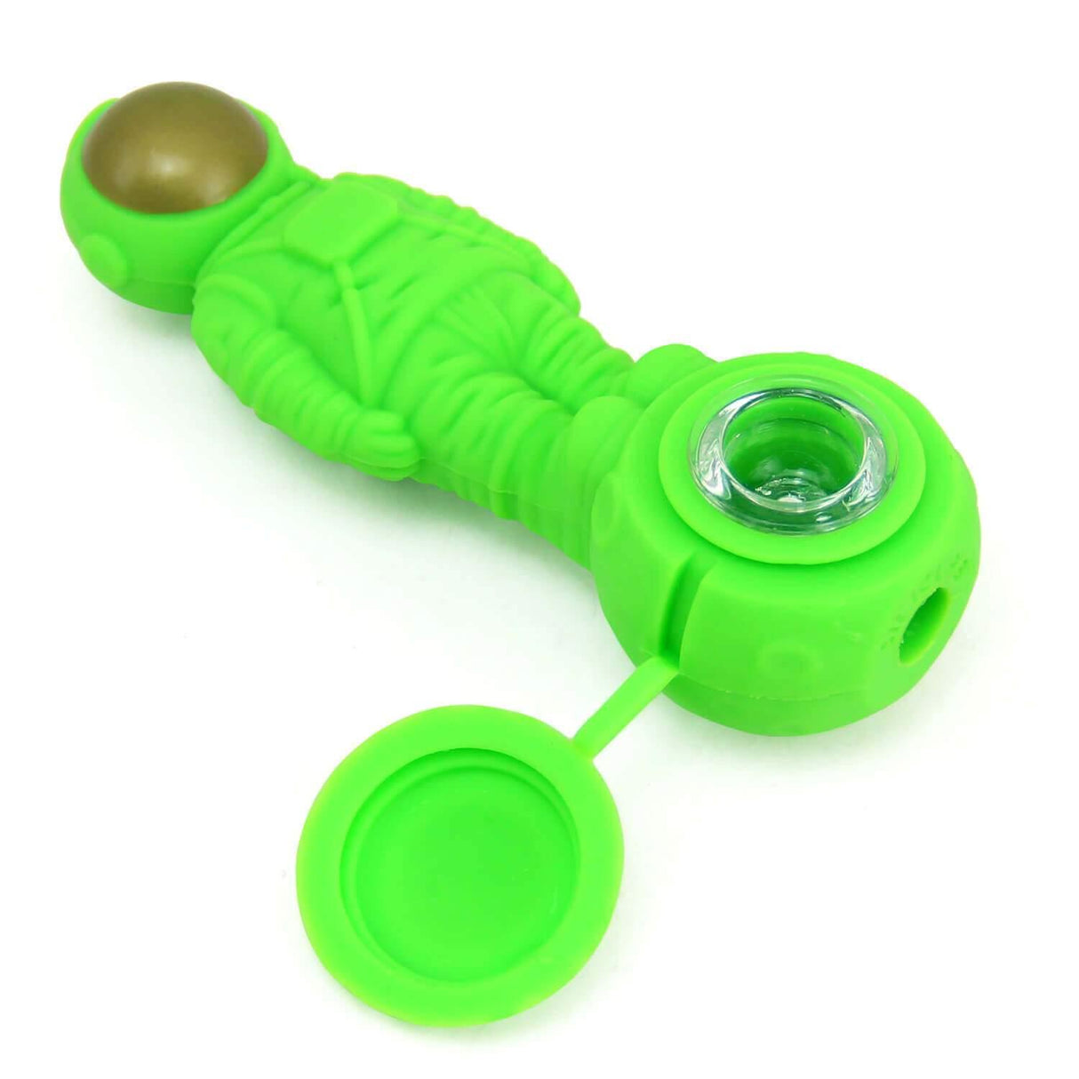 PILOT DIARY Astronaut Silicone Honey Straw in vibrant green, top view, with cap and dab tool