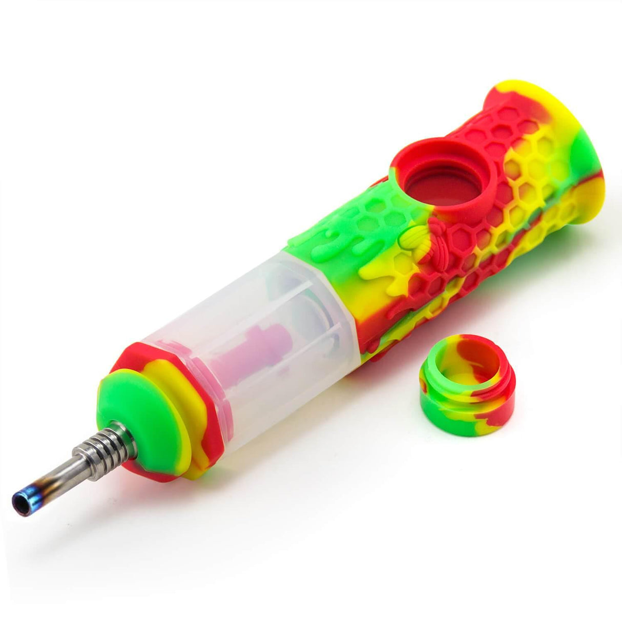 PILOT DIARY Silicone Honeycomb Honey Straw 7" in Red, Yellow & Green with Detachable Tip