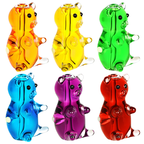 Assorted Gummy Bear Glycerin Hand Pipes in vibrant colors with heavy wall borosilicate glass