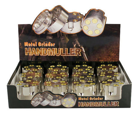12 Pack of Gun Chamber Metal Grinders, 2" Diameter, Compact Steel Design, Display Box View