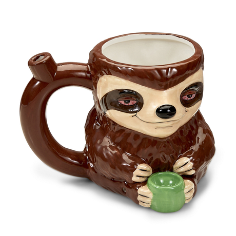 Fantasy Ceramic Sloth Mug Pipe - Front View, Novelty Gift, Easy to Clean, Home Good