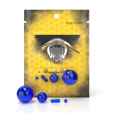 Honeybee Herb Dab Marble Set in Blue - Borosilicate Glass Accessories for Dab Rigs