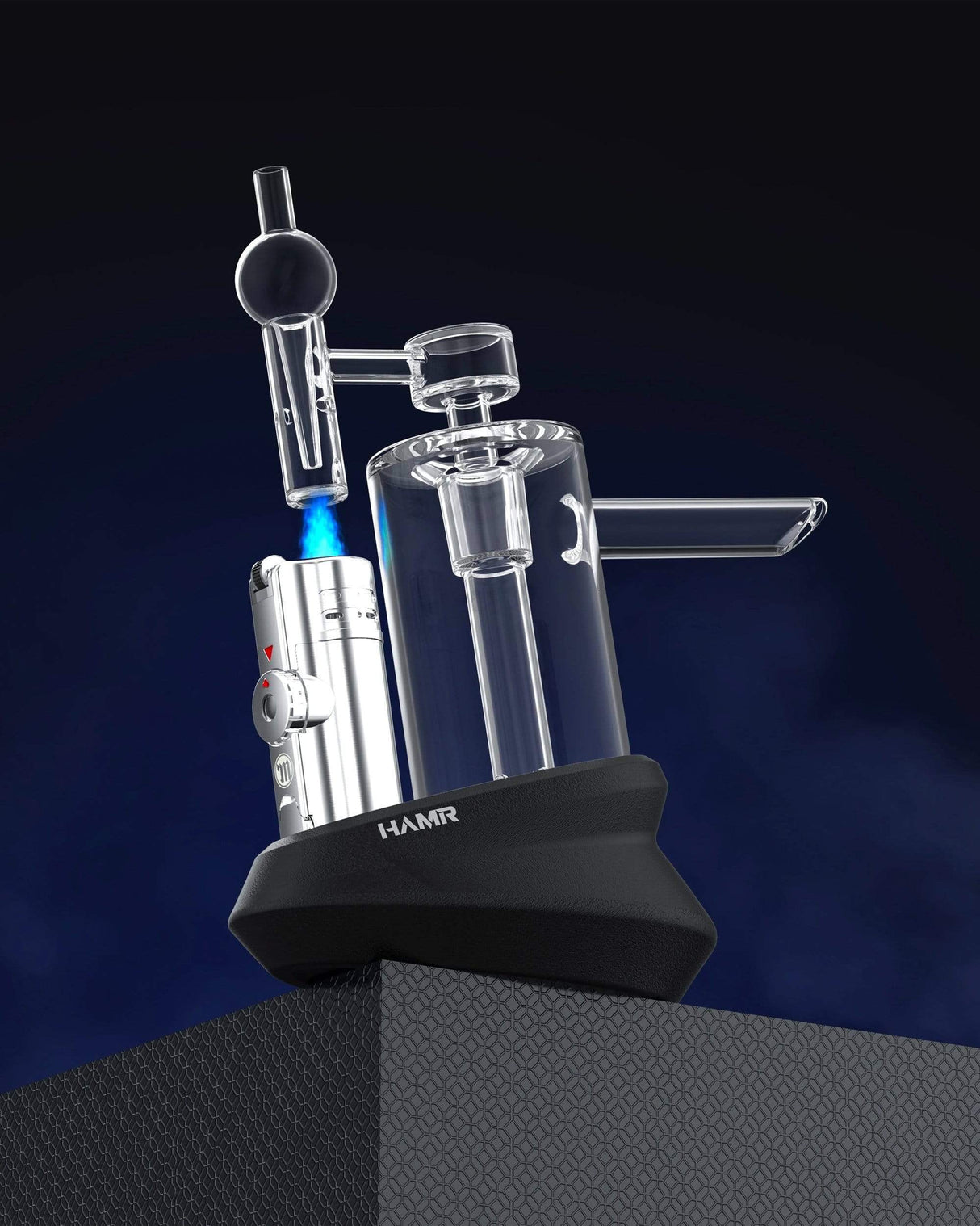 Myster HAMR Black Silicone and Borosilicate Glass All-In-One Dab Rig with Hammer Design
