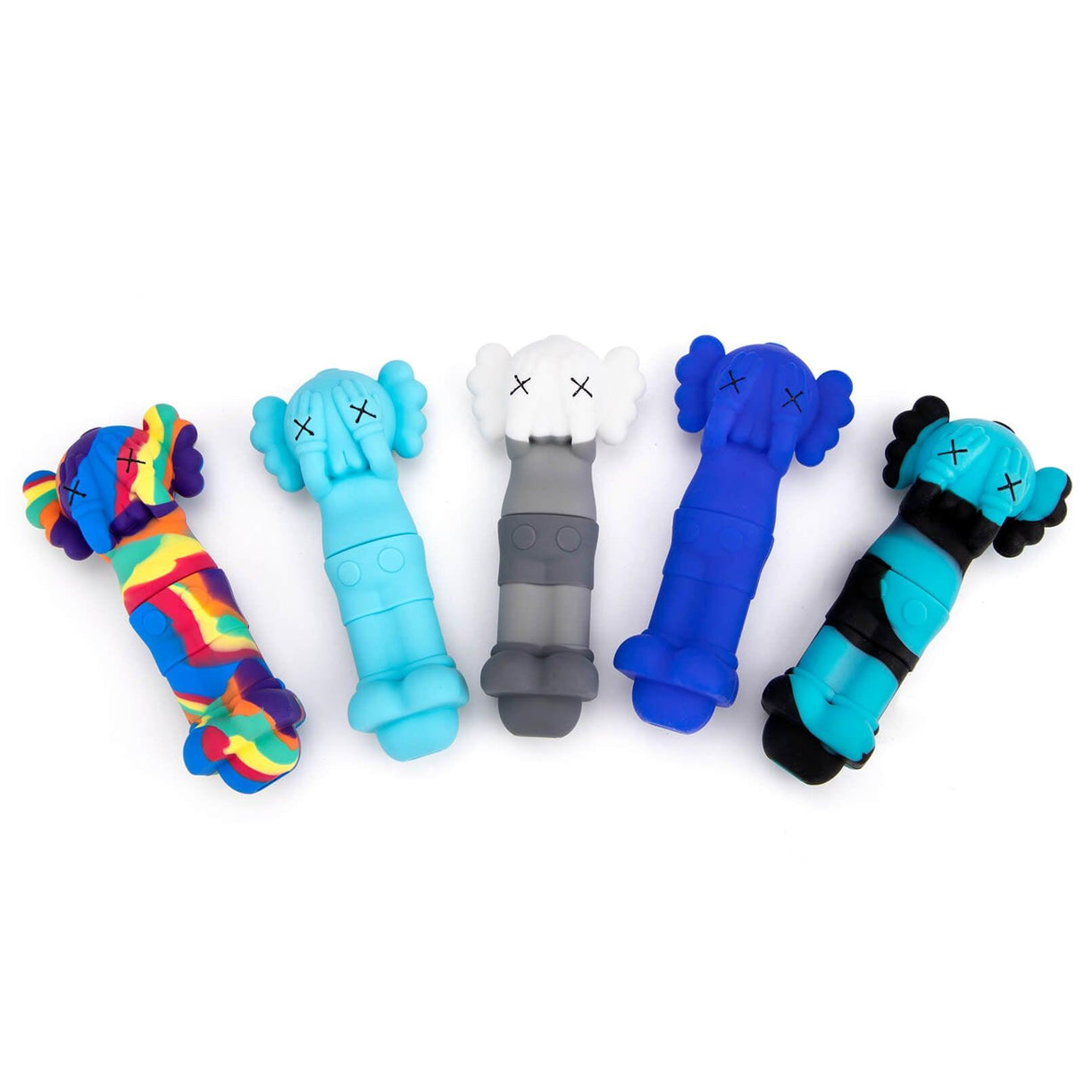 PILOTDIARY Kaws Silicone Pipes in multiple colors displayed side by side on a white background