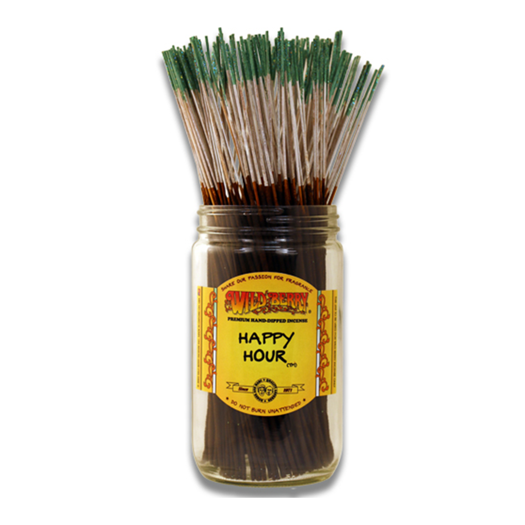 Wild Berry Incense Sticks - 100 Pack displayed in a clear jar, front view, for aromatic home ambiance