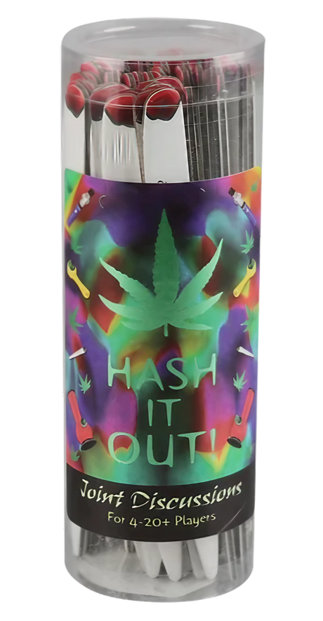 Hash It Out! Joint Discussion Game for parties, front view of colorful packaging
