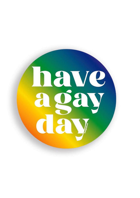 KKARDS Have a Gay Day Sticker with Rainbow Gradient, Front View on White Background