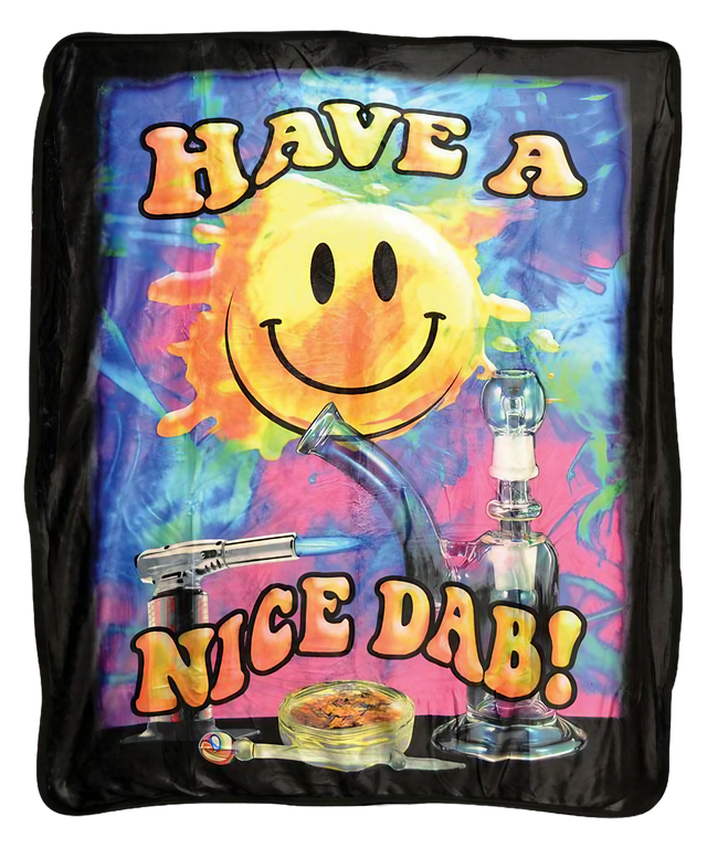 Nu Trendz 'Have a Nice Dab' Tie-Dye Fleece Blanket with Smiley Design, 50" x 60"