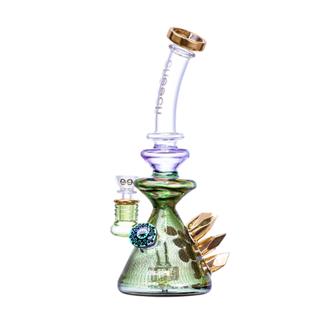 Cheech Glass 10" Multi-Color Gold Crystal Rig with intricate design, front view on white background