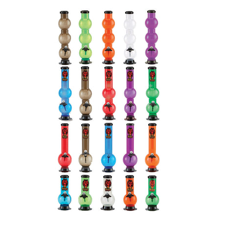 Assorted Headway Bubble Acrylic Pipes, 20 Pack, vibrant colors, front view on white background