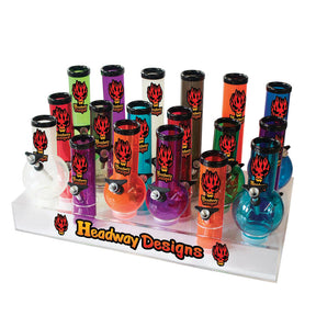 Headway Variety Acrylic Bongs in Assorted Colors for Dry Herbs, 18 Pack Display