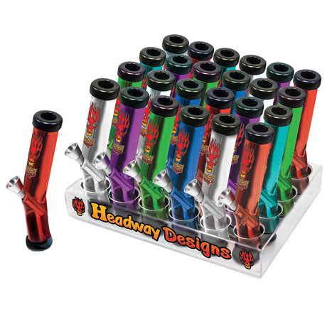 Headway Traveler Kickback Acrylic Pipes display with assorted colors for dry herbs