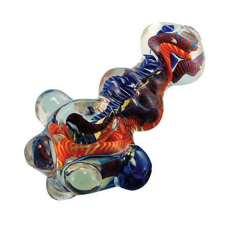 Colorful Heavy Inside Out Borosilicate Glass Hand Pipe with Spoon Design - Side View