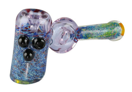 Heavy Worked Hammer Bubbler Pipe, 7.5", Borosilicate Glass with Bubble Design - Side View