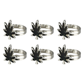 Hemp Leaf Adjustable Mood Rings displayed in a 60pc set on white background